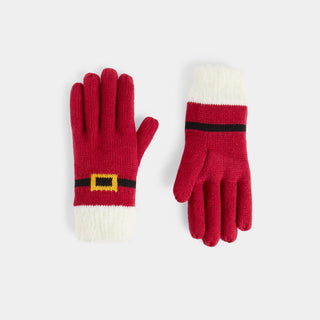 Santa Belt Gloves - Red