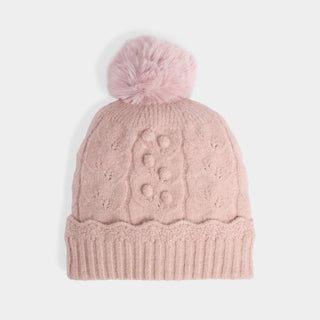 Sweet Scallop Knit Hat - Dusty Rose