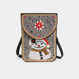 Artisan Beaded Holiday Crossbody - Snowman