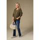 Heavenly-Luxe V Neck Cable Sweater with Rib Bottom - Redwood