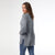 Heavenly-Luxe V Neck Cable Sweater with Rib Bottom - Mid Heather Grey