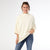 Heavenly-Luxe Short Sleeve Funnel Neck with Button Detail - Winter White