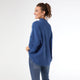 Heavenly-Luxe Short Sleeve Funnel Neck with Button Detail - Steel Blue