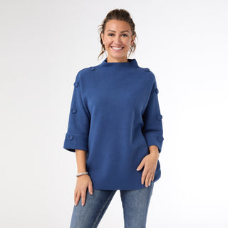 Heavenly-Luxe Short Sleeve Funnel Neck with Button Detail - Final Sale