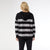 Heavenly-Luxe Stripe Pullover with Hood - Black/Light Heather Grey