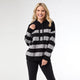 Heavenly-Luxe Stripe Pullover with Hood - Black/Light Heather Grey