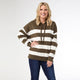 Heavenly-Luxe Stripe Pullover with Hood - Olive/Cream