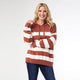 Heavenly-Luxe Stripe Pullover with Hood - Nutmeg/Cream