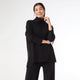 Heavenly-Luxe Cowl Neck with Rib Trim Detail - Black