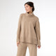 Heavenly-Luxe Cowl Neck with Rib Trim Detail - Beige Heather