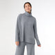 Heavenly-Luxe Cowl Neck with Rib Trim Detail - Mid Heather Grey
