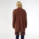 Heavenly-Luxe Mid Length Cardigan with Fringe - Chocolate
