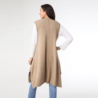 Heavenly-Luxe Contrast Rib Vest with Pockets - Beige Heather