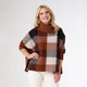 Loren Colorblock Poncho - Nutmeg/Black/Natural