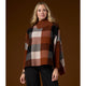 Loren Colorblock Poncho - Blue/Grey