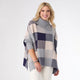 Loren Colorblock Poncho - Blue/Grey