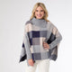 Loren Colorblock Poncho - Blue/Grey