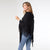 Annie Poncho With Fringe - Black