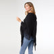 Annie Poncho With Fringe - Black