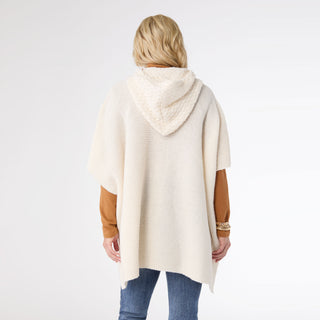 Whitman Hooded Poncho With Pockets - Off White