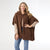 Whitman Hooded Poncho With Pockets - Chocolate