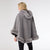 Felicity Hooded Poncho With Faux Fur Trim - Grey