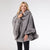 Felicity Hooded Poncho With Faux Fur Trim - Grey