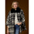 Dover Wrap With Faux Fur Collar - Black Plaid