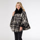 Dover Wrap With Faux Fur Collar - Black Plaid