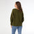 Relaxed Ciana Pullover Sweater with Lattice Back - Army Green