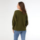 Relaxed Ciana Pullover Sweater with Lattice Back - Army Green