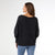 Relaxed Ciana Pullover Sweater with Lattice Back - Black Heather