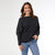 Relaxed Ciana Pullover Sweater with Lattice Back - Black Heather