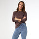 Alexis Super Soft Top with Snap Cuff - Chocolate