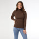 Kamryn Funnel Neck Rib Knit Top - Chocolate