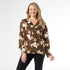 Denisa Sheer Floral Print V-Neck Woven Top