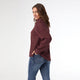Michela Long Sleeve V-Neck Top - Raisin