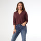 Michela Long Sleeve V-Neck Top - Raisin