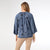 Gisella 3/4 Sleeve Top with Circle Bursts - Denim