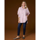 Tianna Striped Tunic Top with Cinched Sleeve - White/Black