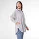 Tianna Striped Tunic Top with Cinched Sleeve - White/Black