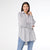 Tianna Striped Tunic Top with Cinched Sleeve - White/Black