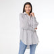 Tianna Striped Tunic Top with Cinched Sleeve - White/Black