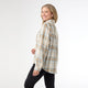 Becca Flannel Shirt with Distressing - Ivory/Blue/Brown