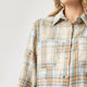 Becca Flannel Shirt with Distressing - Ivory/Blue/Brown