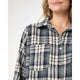 Becca Flannel Shirt with Distressing - Ivory/Black/Purple