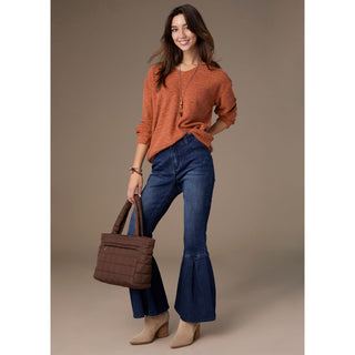 Skyler Super Soft V-Neck Textured Top - Rust