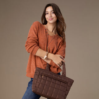 Skyler Super Soft V-Neck Textured Top - Rust