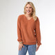 Skyler Super Soft V-Neck Textured Top - Rust