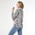Johanna Printed Top with Side Collar Zipper - White/Black